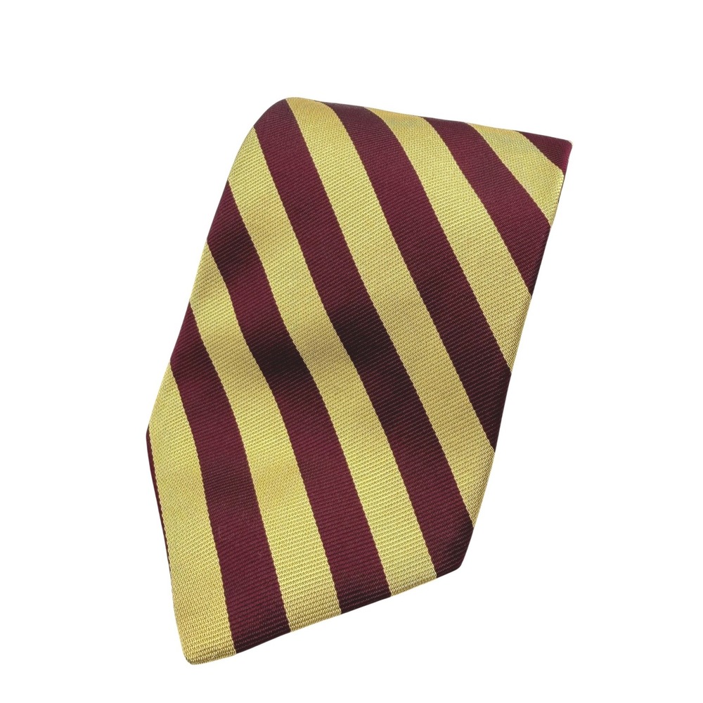 Brooks Brothers Necktie Mens OS Burgundy Gold Striped Silk Makers USA Tie